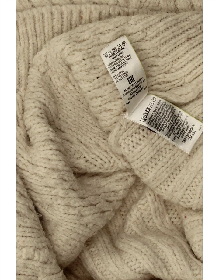Suéter cardigã feminino grande Marks & Spencer Reino Unido 10 pequeno bege acrílico