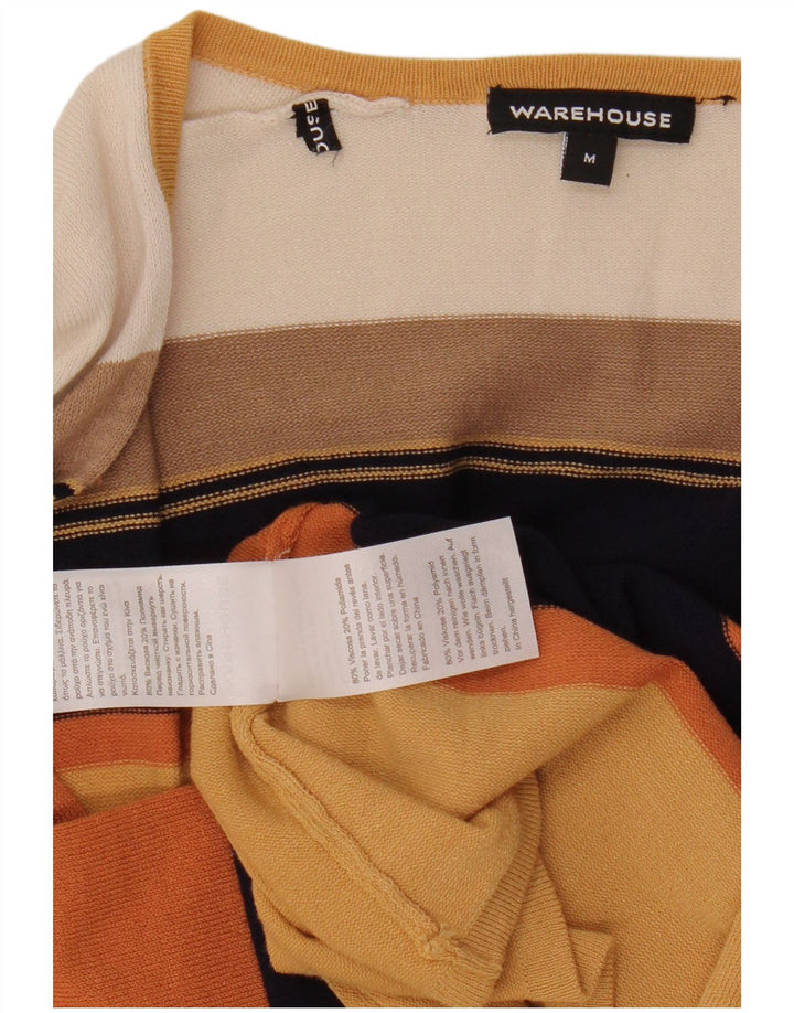 Suéter cardigã feminino com palangre Warehouse Reino Unido 14 viscose bege médio