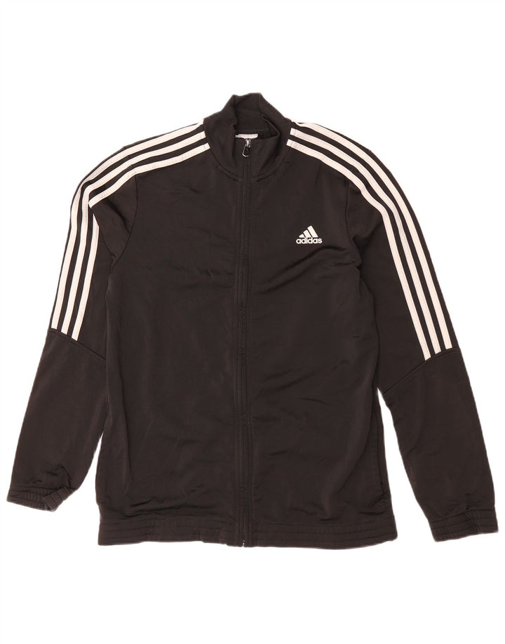 ADIDAS Boys Tracksuit Top Jacket 15-16 Years Black Polyester