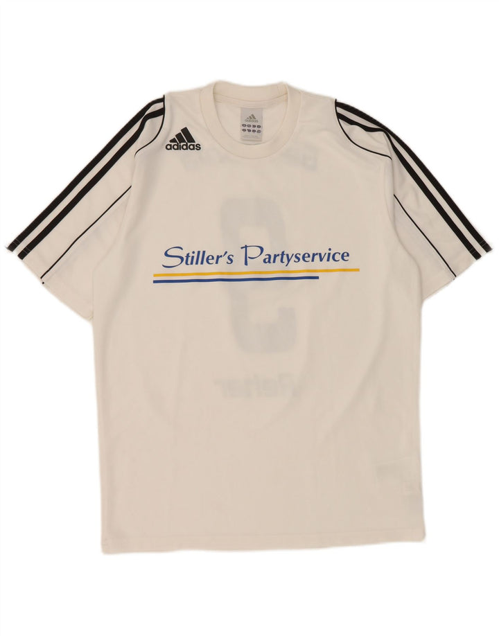 Adidas Mens Graphic T-Shirt Top Pequeno Poliéster Branco