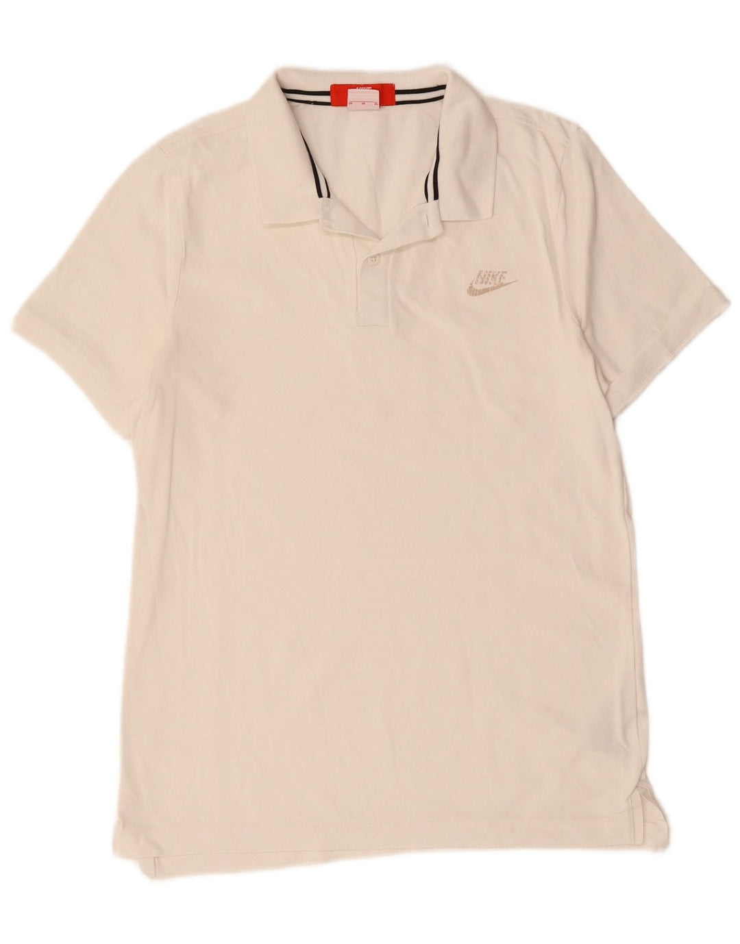Camisa polo masculina NIKE de algodão branco médio