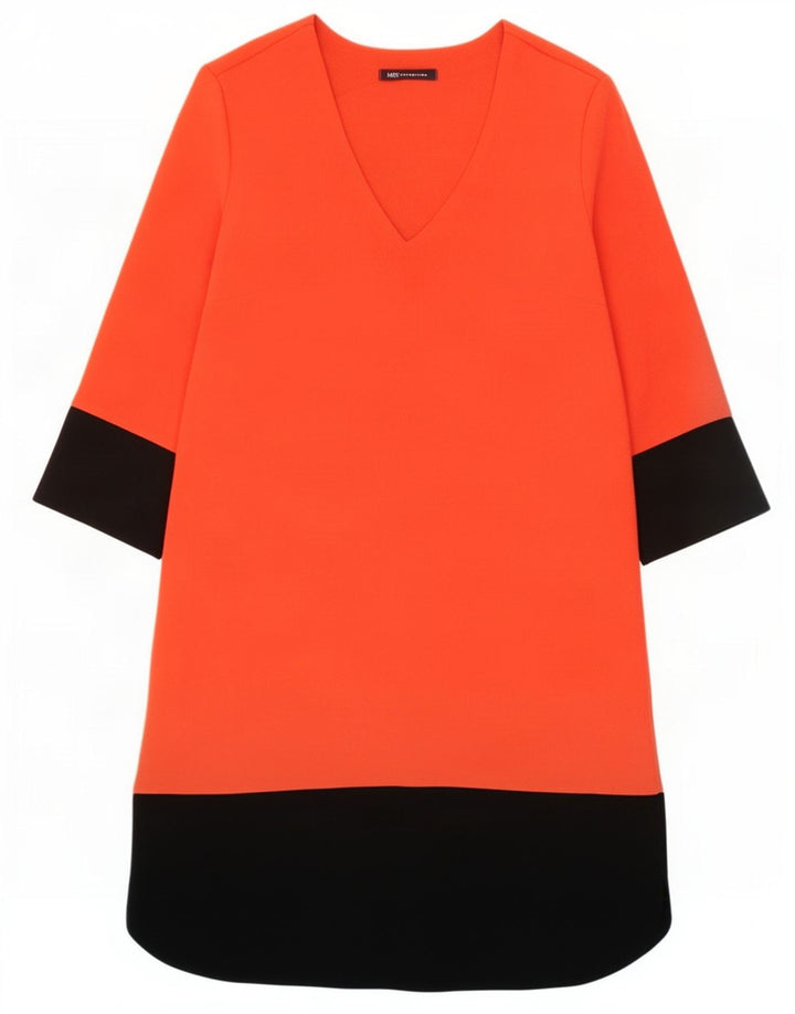Vestido feminino Marks & Spencer UK 10 pequeno bloco colorido laranja