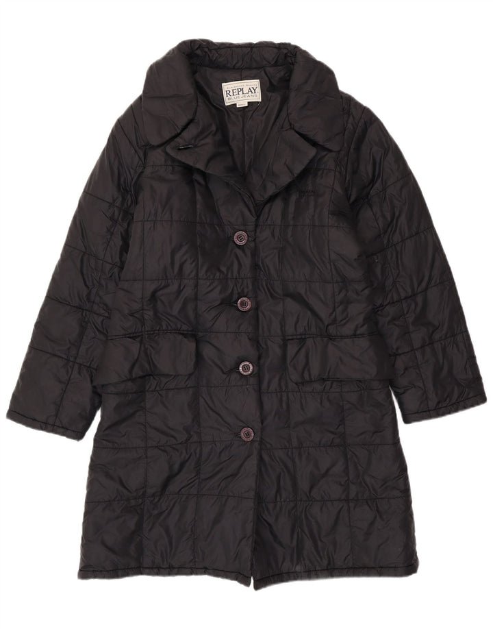 Casaco feminino REPLAY com ajuste solto e acolchoado UK 10 pequeno poliéster preto