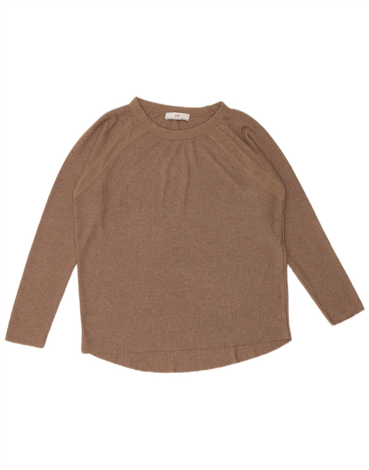 Zara Top feminino oversized manga comprida Reino Unido 10 pequeno marrom