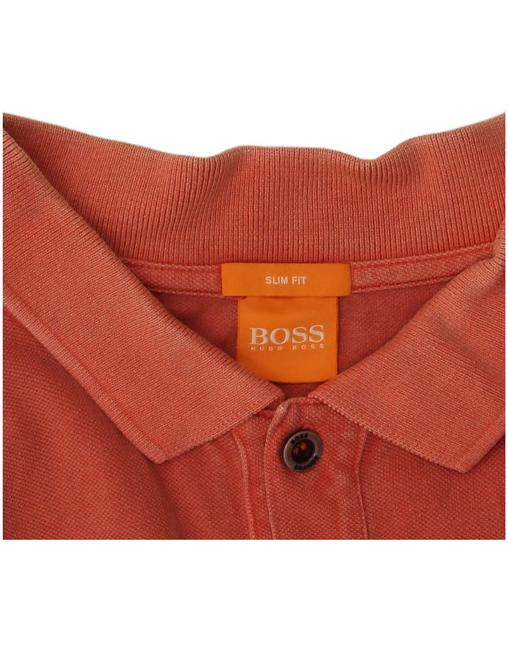 Camisa polo masculina Hugo Boss Slim Fit grande laranja