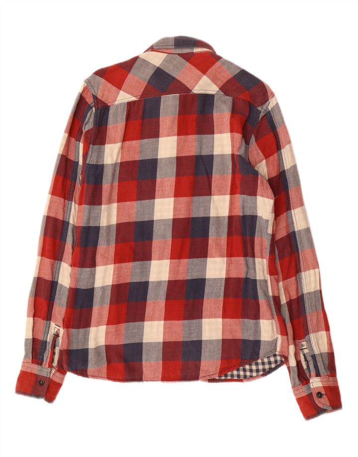 Camisa masculina de flanela SCOTCH & SODA de algodão xadrez vermelho médio