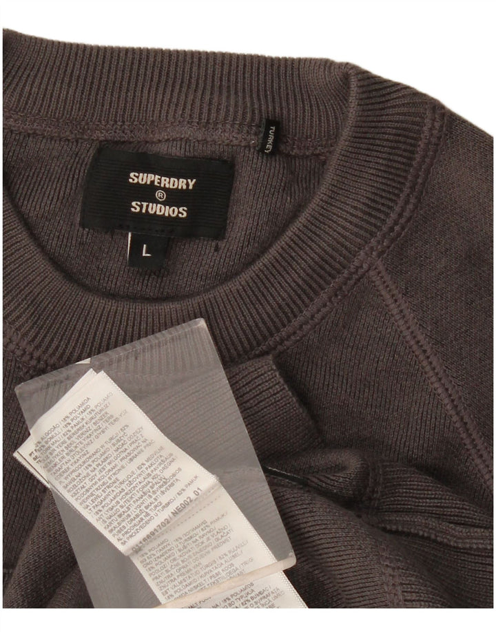 Superdry moletom masculino jumper grande algodão cinza