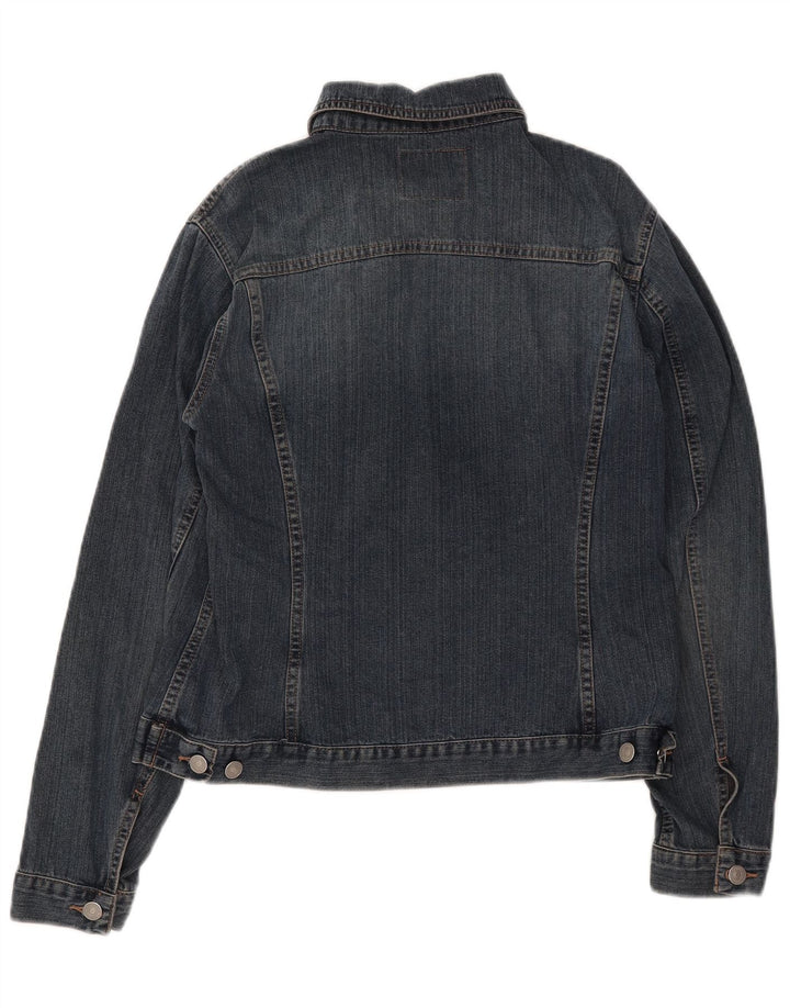 Jaqueta jeans feminina Sisley UK 14 grande algodão azul