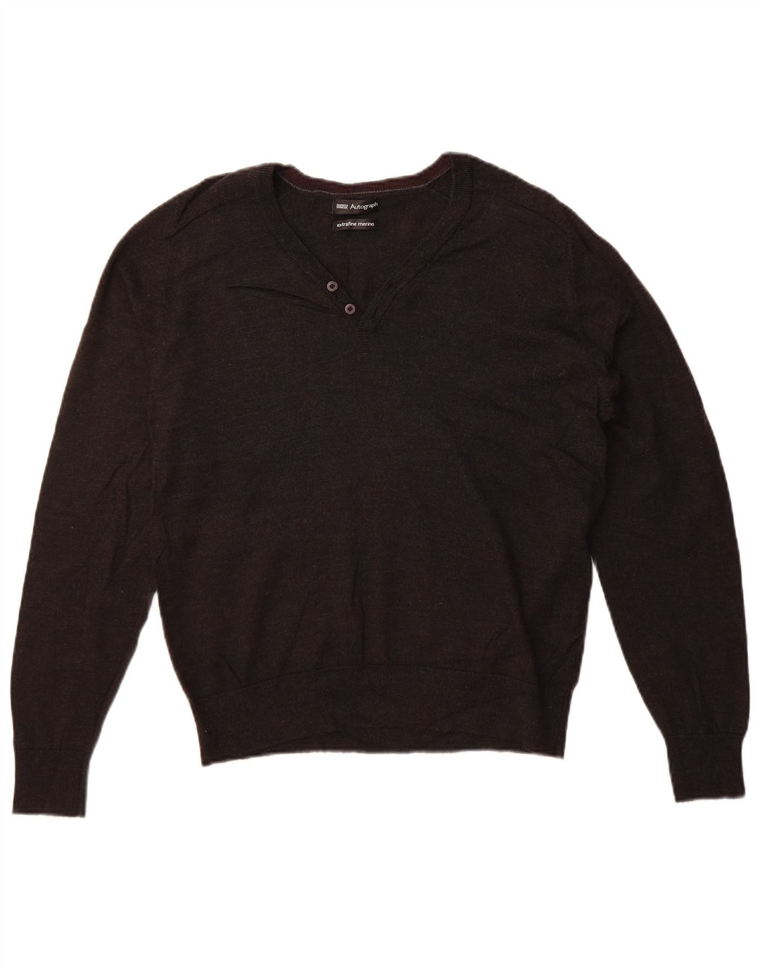 Marks & Spencer Suéter feminino Autograph com decote em V Reino Unido 16 grande cinza