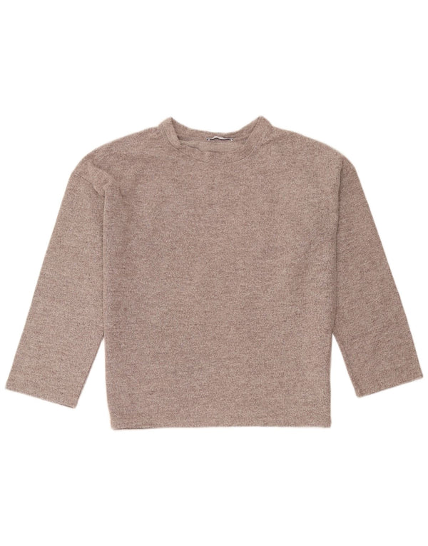 Zara Womens Trafaluc Oversized Top manga comprida Reino Unido 10 pequeno marrom manchado