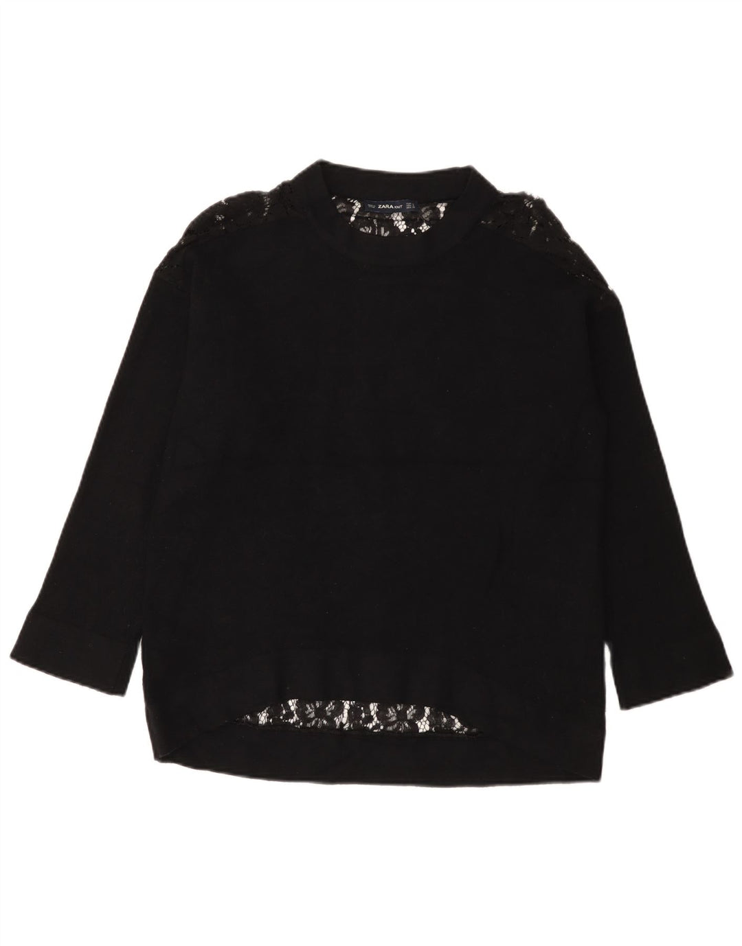 Blusa feminina Zara manga comprida oversized top UK 10 pequena preta