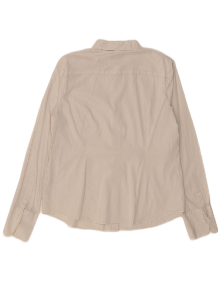 Camisa feminina Benetton UK 16 grande algodão branco