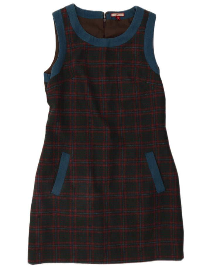 Vestido feminino JOE BROWNS sem mangas com bainha UK 12 poliéster xadrez vermelho médio