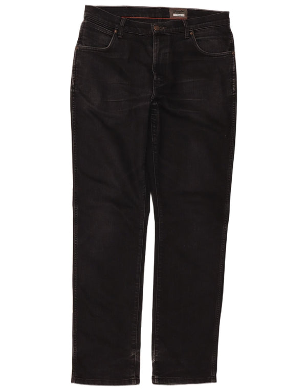 Wrangler Masculino Texas Stretch Straight Jeans W36 L34 Algodão Preto