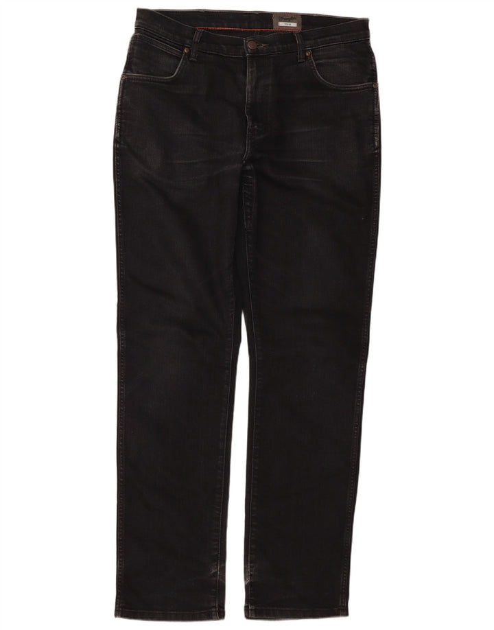 Wrangler Masculino Texas Stretch Straight Jeans W36 L34 Algodão Preto