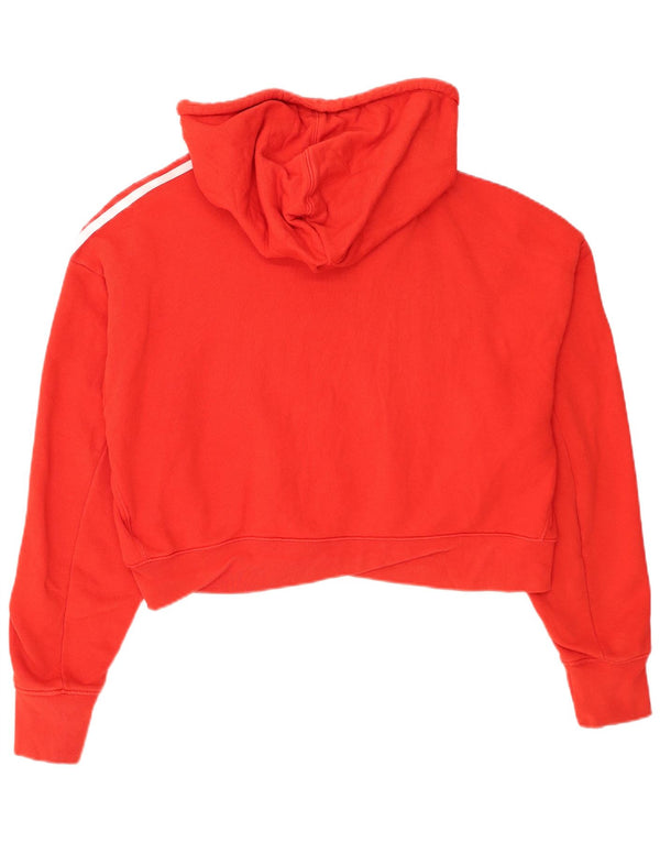 Adidas Womens Crop Oversized Hoodie Jumper UK 12 Medium Red Colourblock