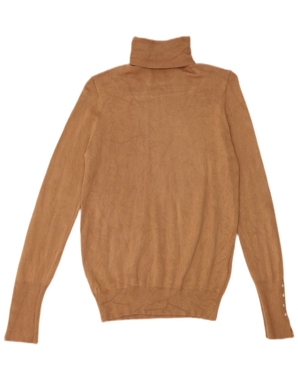 Suéter feminino Zara com gola redonda e viscose marrom pequena Reino Unido 10