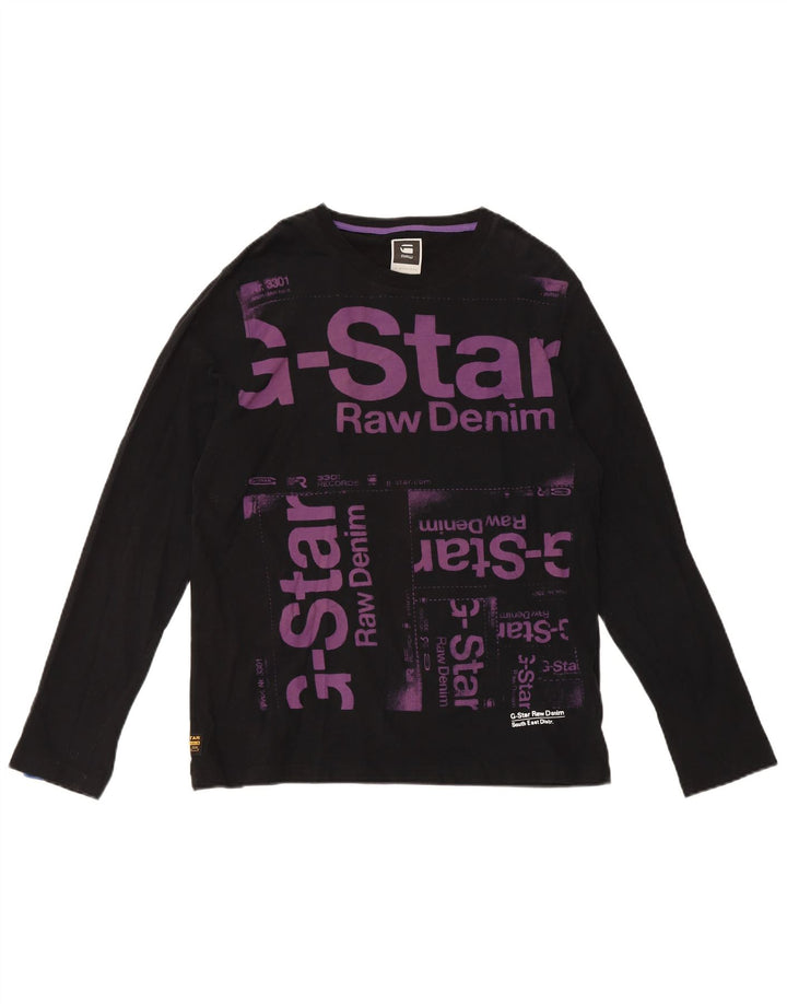 Top gráfico masculino G-Star manga comprida grande algodão preto