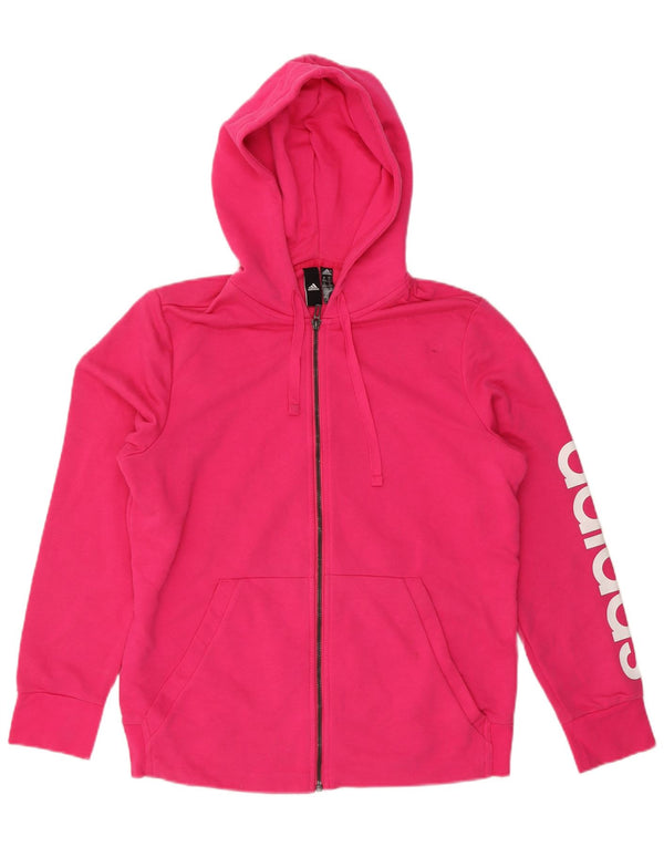 Suéter Adidas feminino com capuz e zíper gráfico UK 20/22 XL algodão rosa