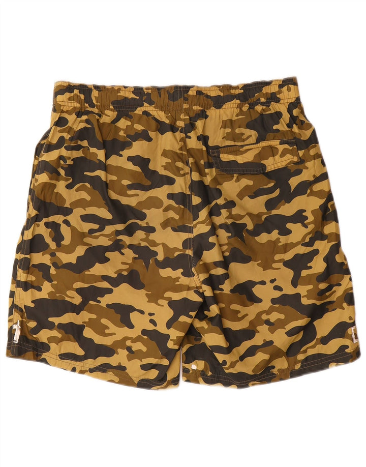 Zara Shorts de natação masculino gráfico médio marrom poliéster camuflado