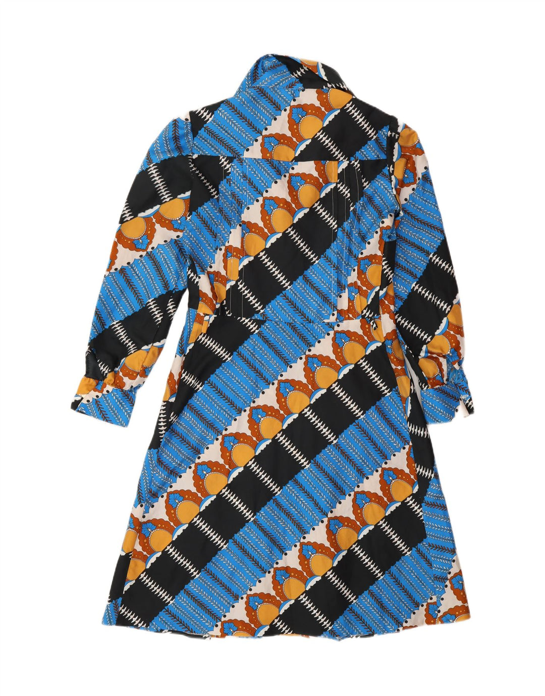 Vestido vintage feminino linha A IT 44 azul médio geométrico