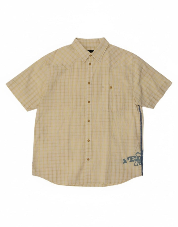 Wrangler Camisa masculina gráfica de manga curta XL algodão xadrez amarelo