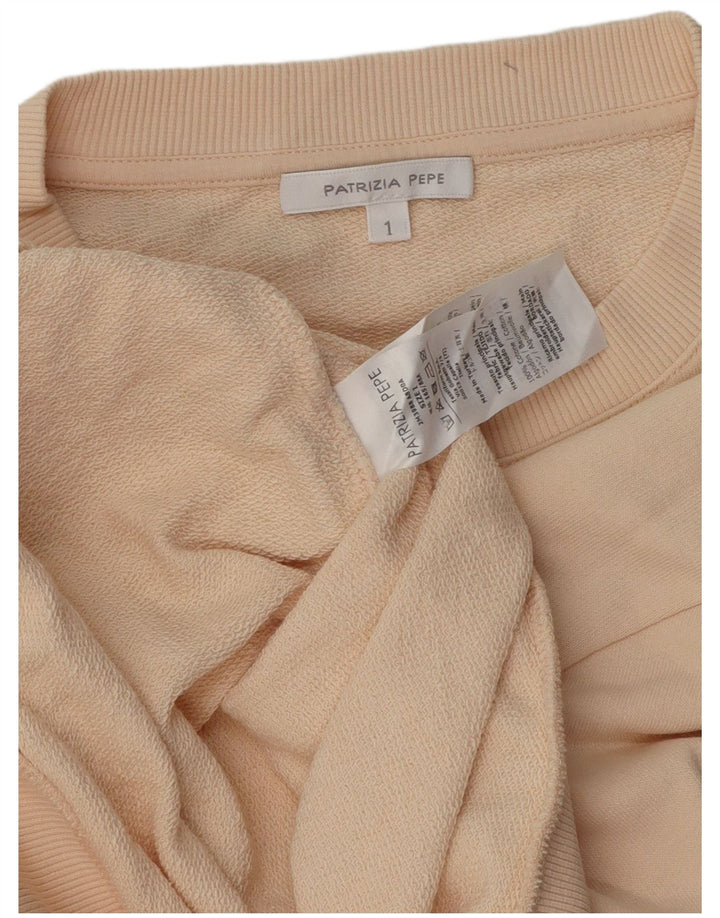 Patrizia Pepe moletom gráfico feminino suéter UK 14 grande algodão bege