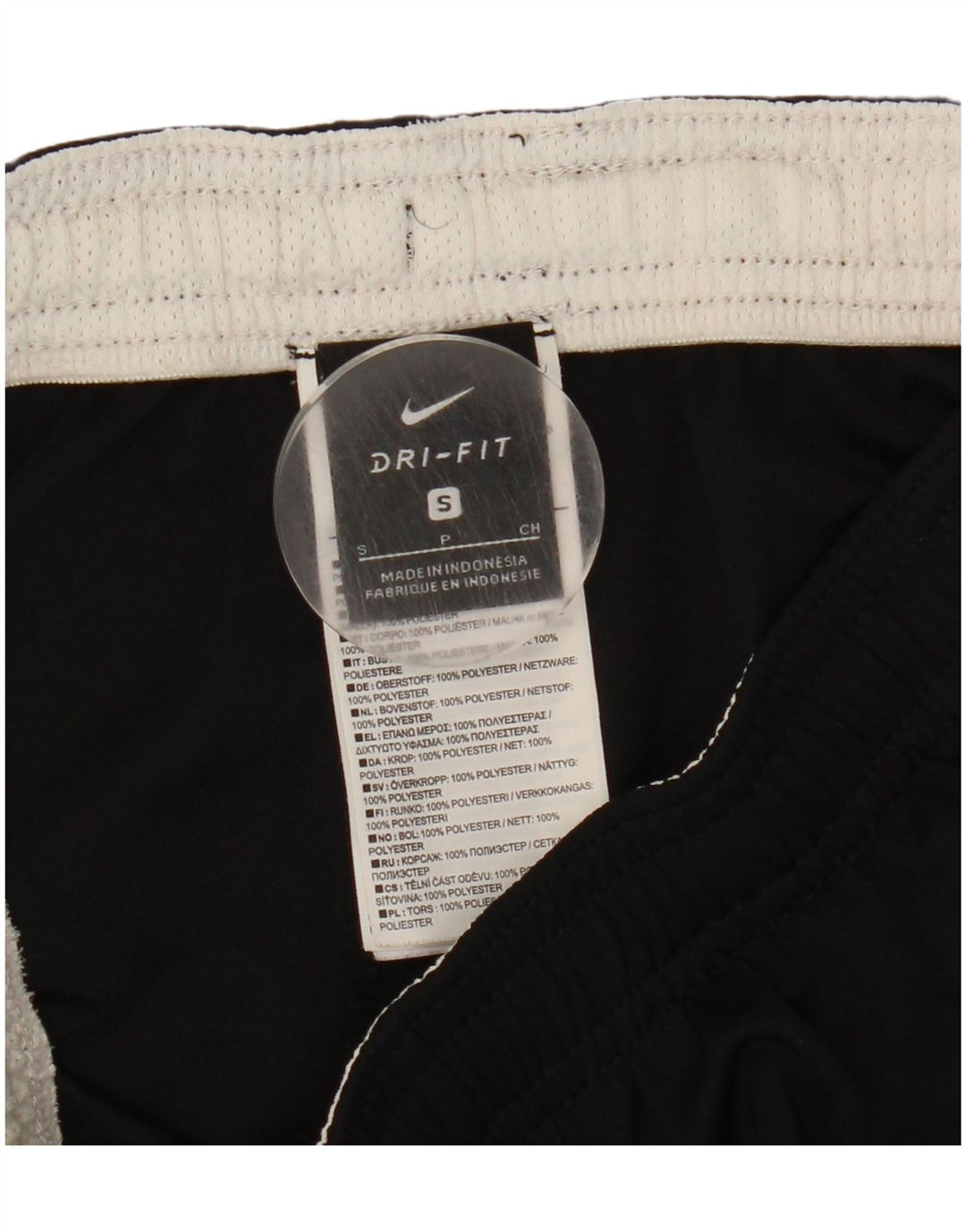 Shorts esportivos masculinos Nike Dri Fit pequenos pretos em poliéster colorblock