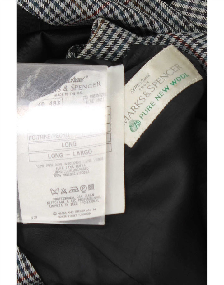 Jaqueta blazer masculina de 2 botões Marks & Spencer UK 46 XL azul xadrez lã