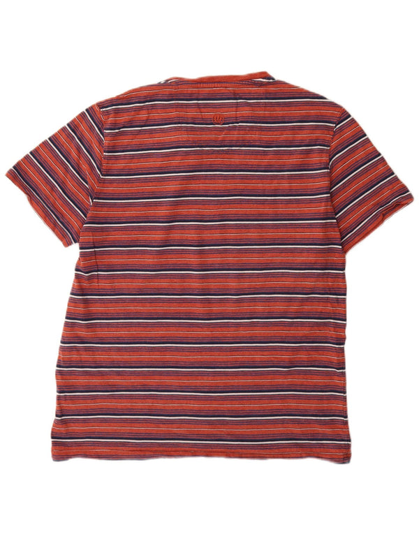 Camiseta masculina Fat Face Top grande de algodão listrado vermelho