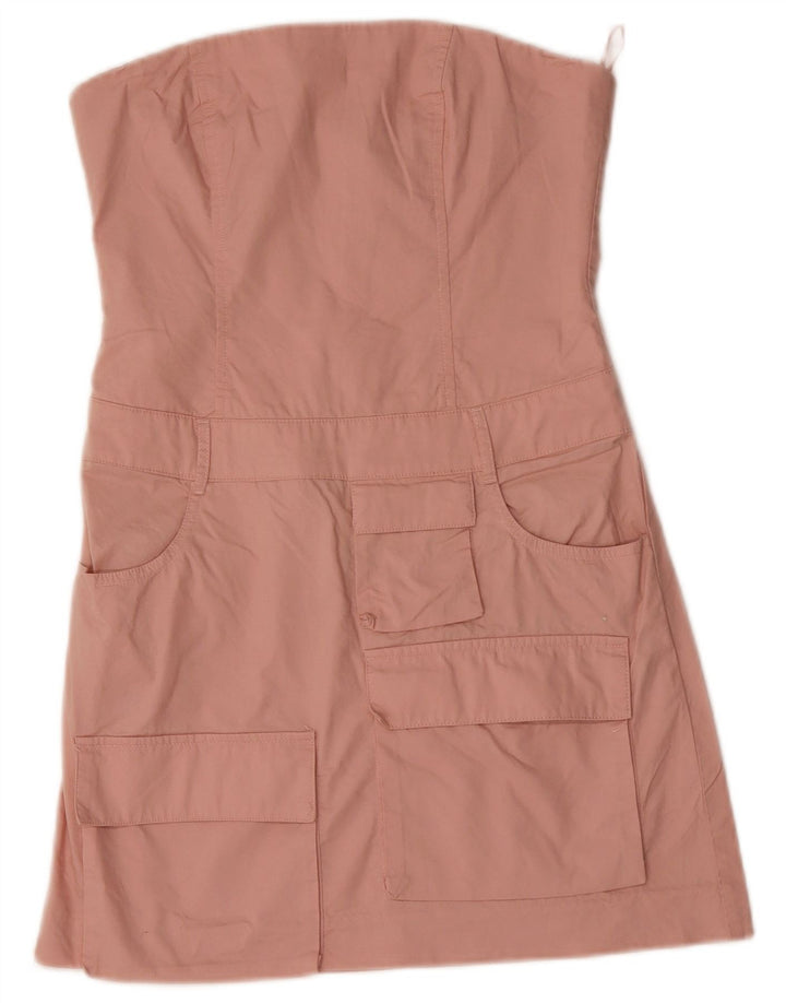 ZARA Mini vestido sem alças feminino UK 6 XS algodão rosa