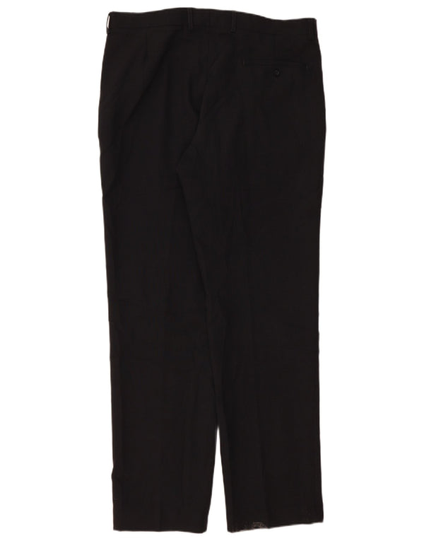 Calça masculina de terno reto Marks & Spencer W36 L33 poliéster preto
