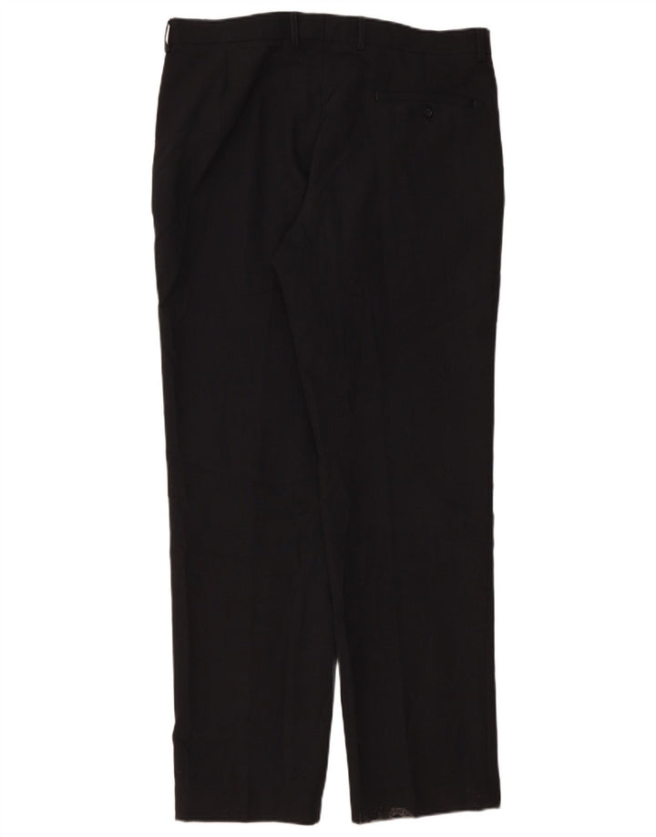 Calça masculina de terno reto Marks & Spencer W36 L33 poliéster preto