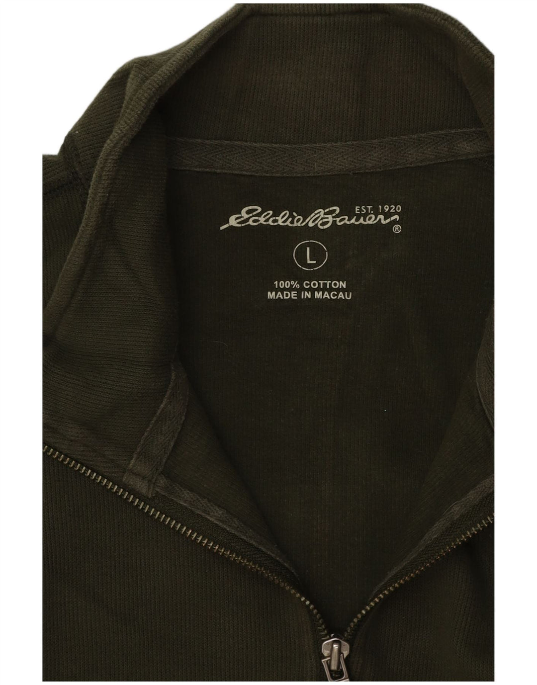 Eddie Bauer moletom masculino com zíper e gola alta de algodão verde