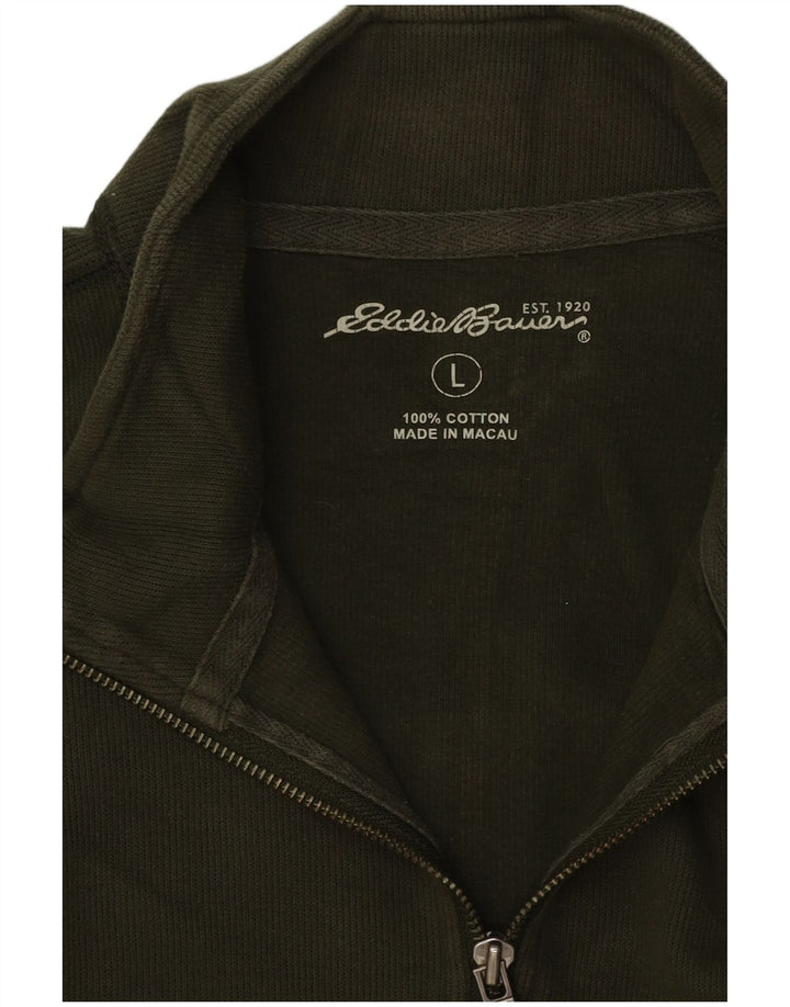 Eddie Bauer moletom masculino com zíper e gola alta de algodão verde