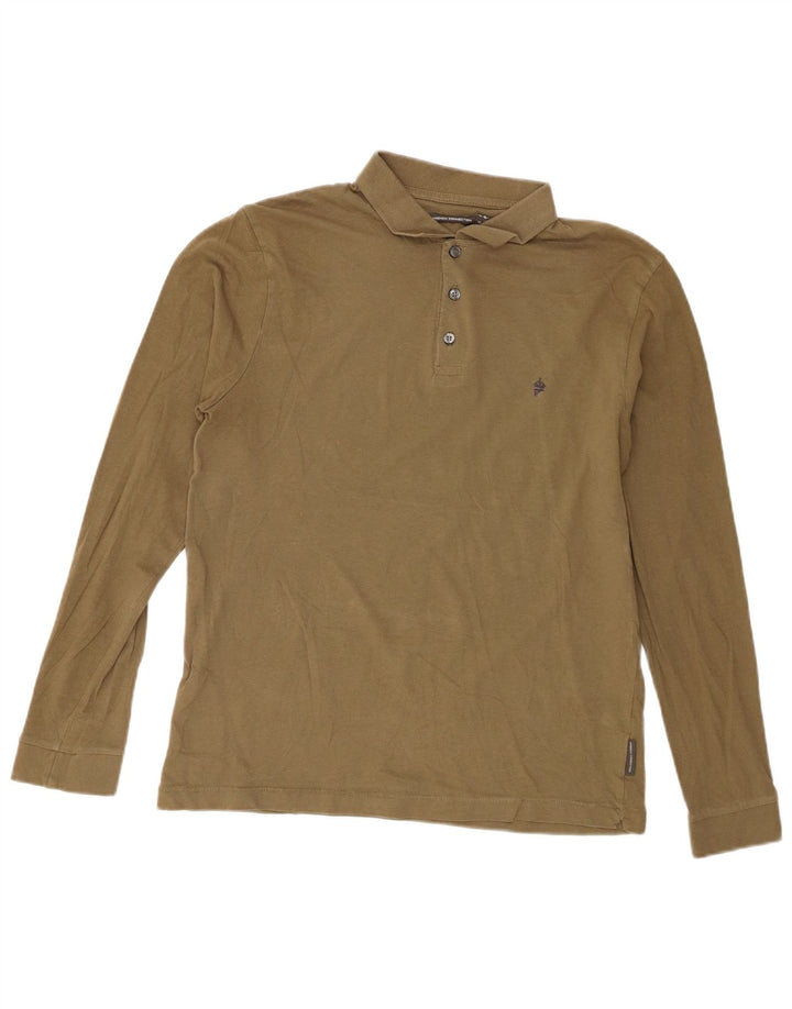 Camisa polo masculina de manga comprida com ajuste regular French Connection médio cáqui