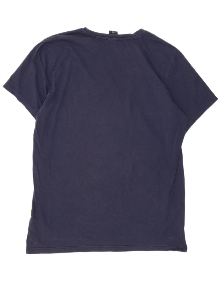 Camiseta masculina G-Star Top grande algodão azul marinho
