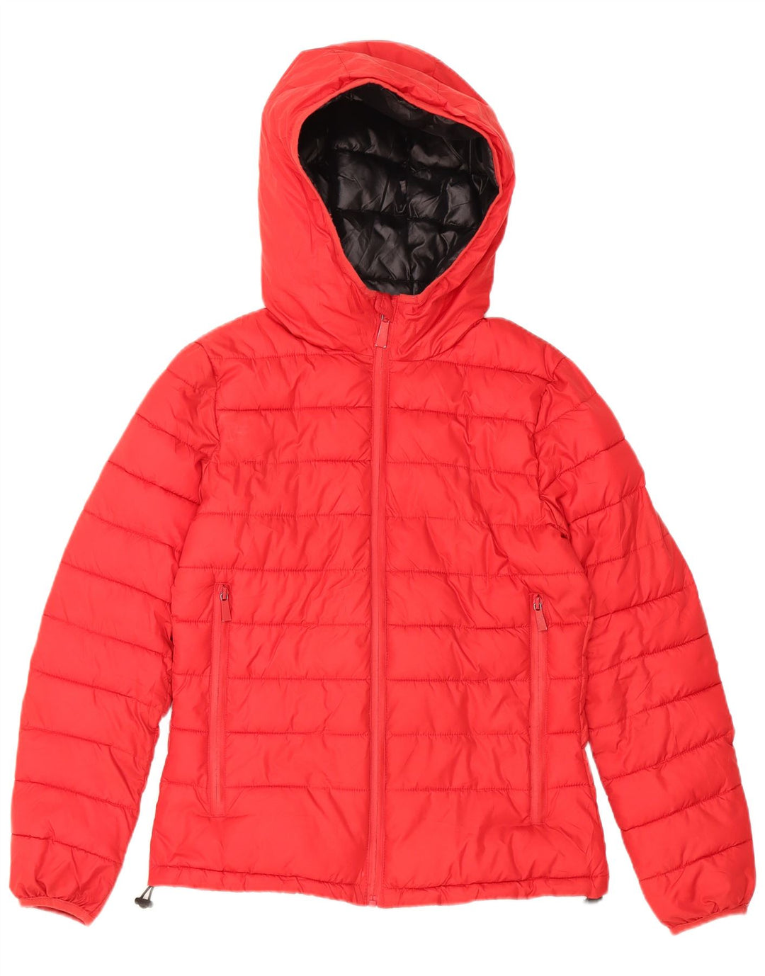 Jaqueta feminina acolchoada com capuz gráfico Pyrex UK 10 poliéster vermelho pequeno