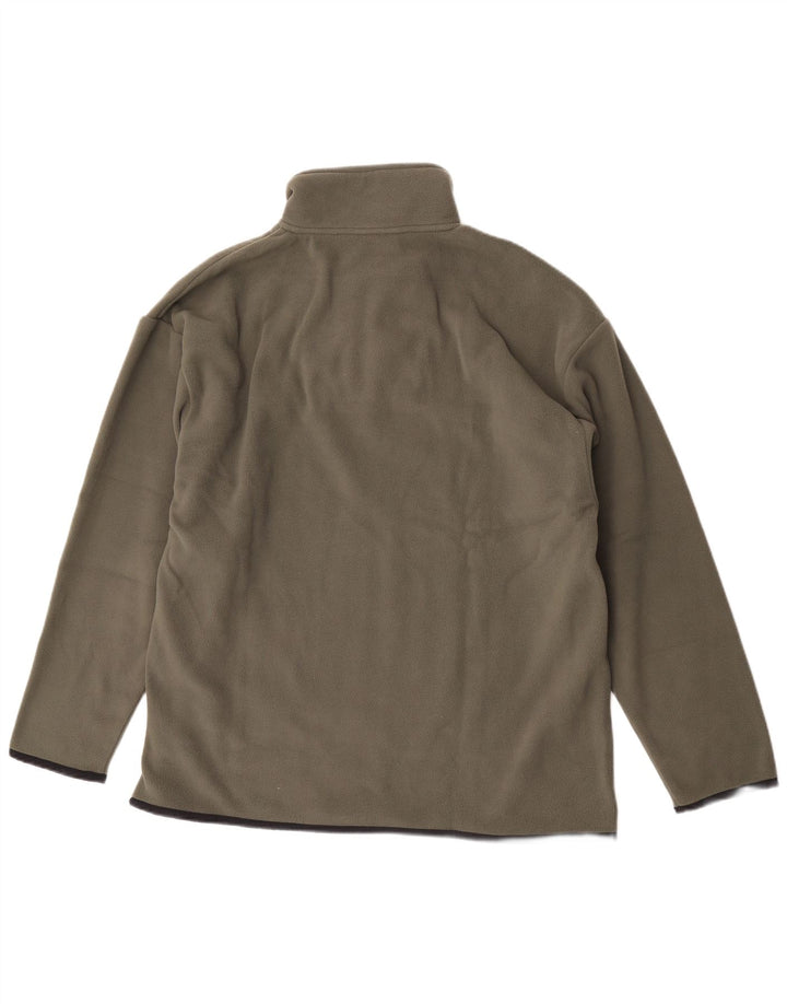 Reebok Mens Zip Neck Fleece Jumper Grande Poliéster Cáqui