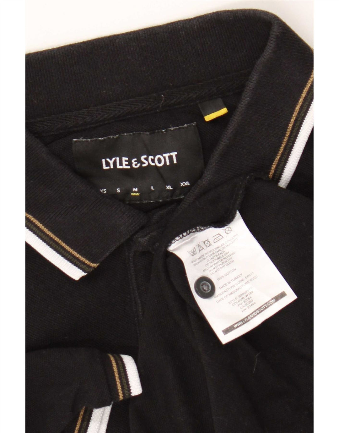 Camisa polo masculina Lyle & Scott de algodão listrado preto médio