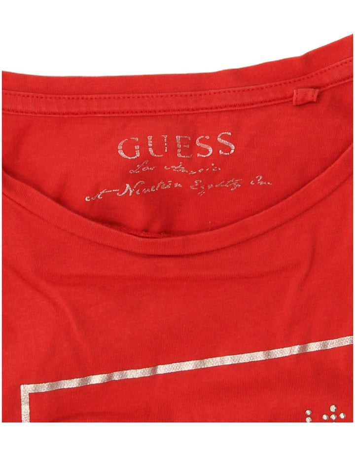 Camiseta feminina Guess com estampa gráfica UK 12 médio vermelho
