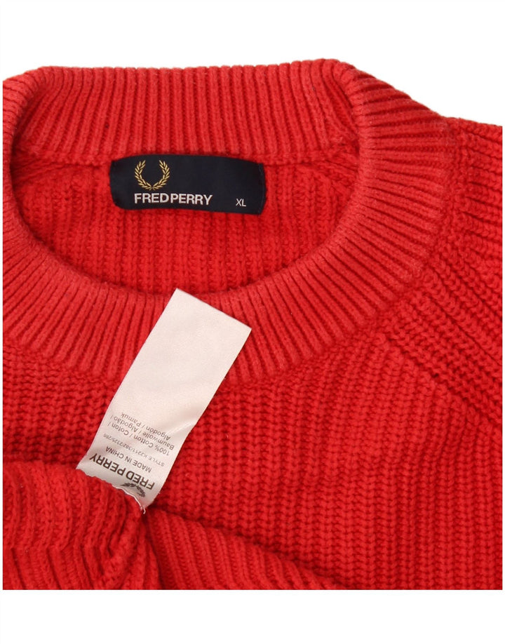 Fred Perry Suéter masculino com gola redonda XL algodão vermelho