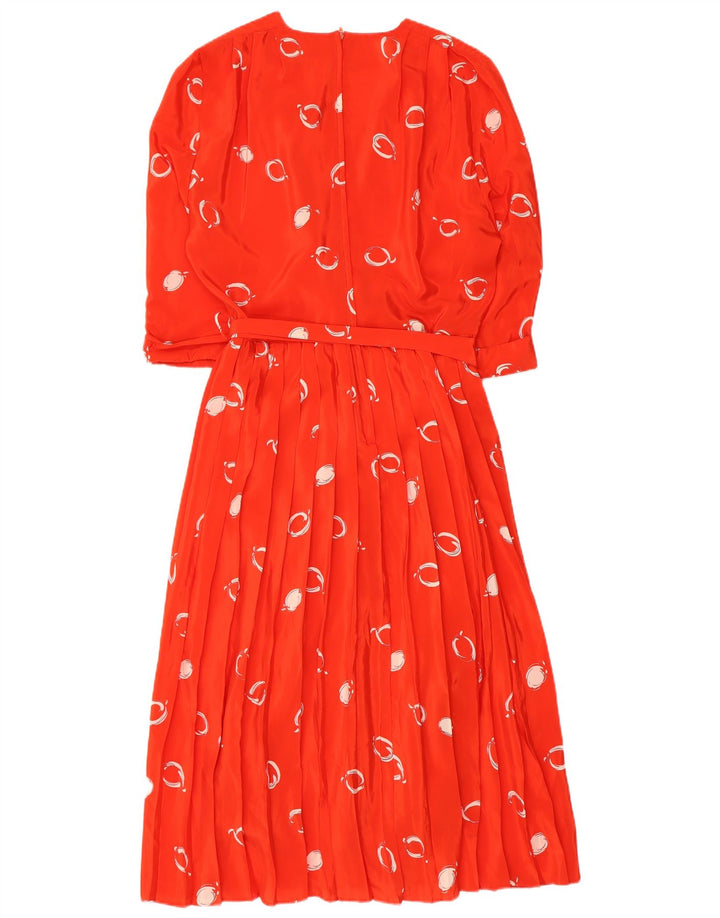Vestido maxi feminino vintage com padrão abstrato manga 3/4 UE 42 vermelho grande