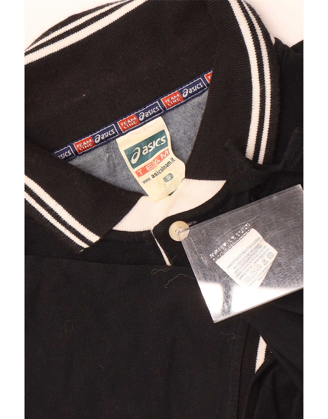 Asics Mens Rugby Polo Shirt Pequeno Algodão Preto