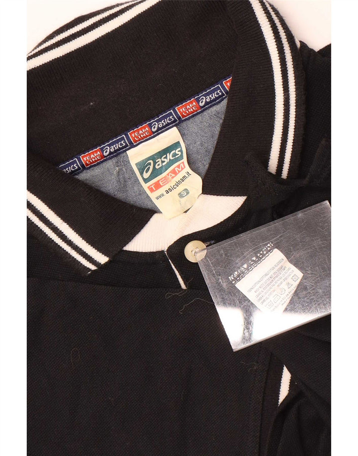 Asics Mens Rugby Polo Shirt Pequeno Algodão Preto
