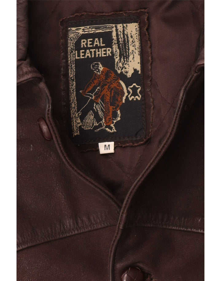 Jaqueta de couro masculina vintage UK 38 couro marrom médio
