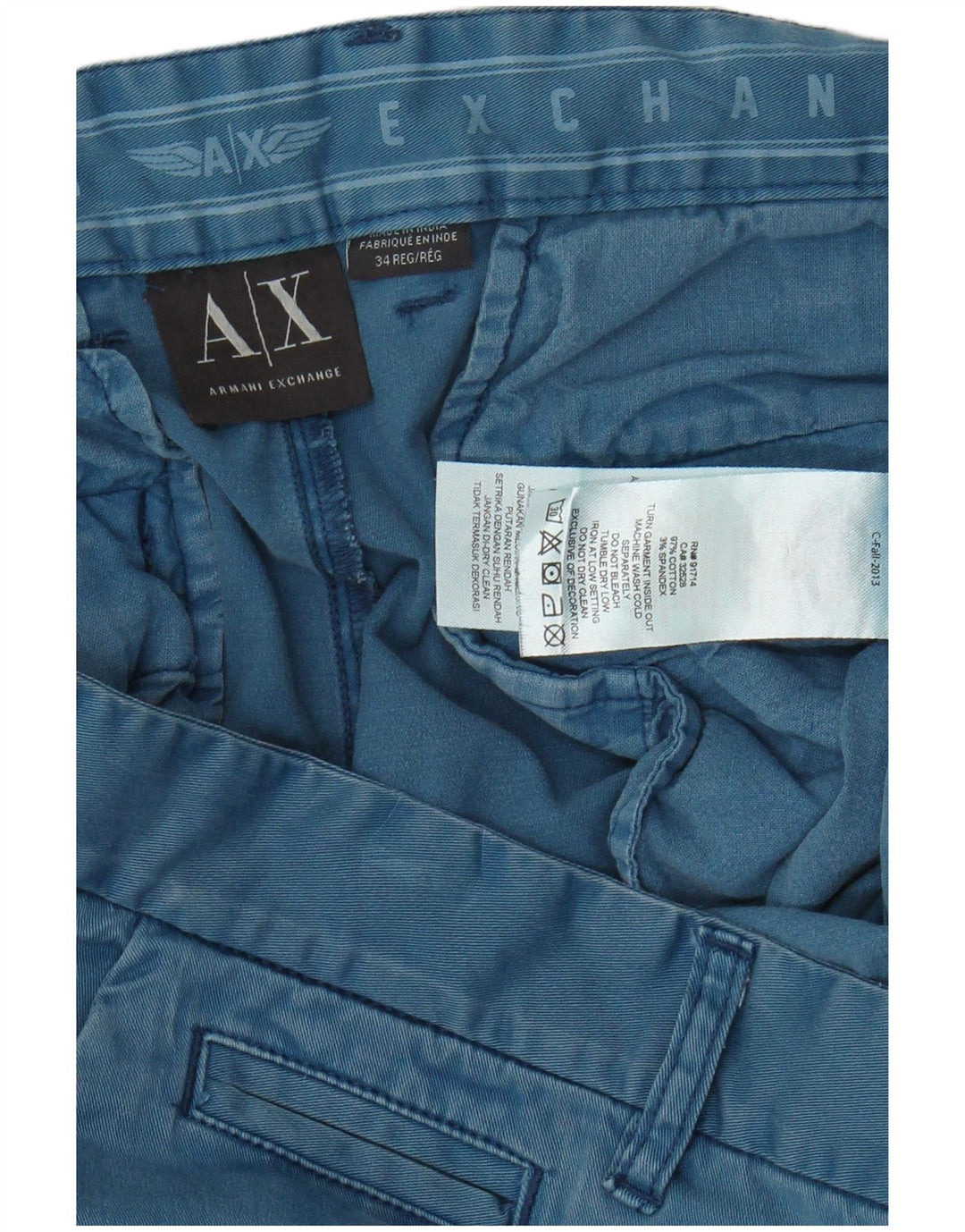 ARMANI EXCHANGE Calça Chino Masculina Slim W34 L32 Algodão Azul