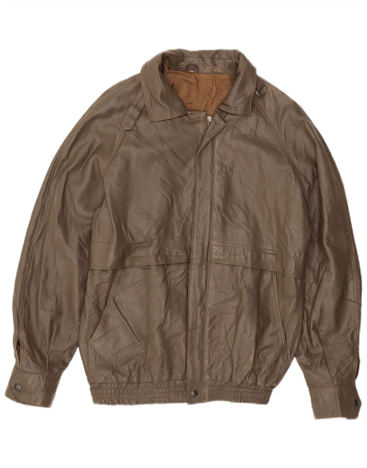 Jaqueta de couro masculina VINTAGE IT 48 marrom médio
