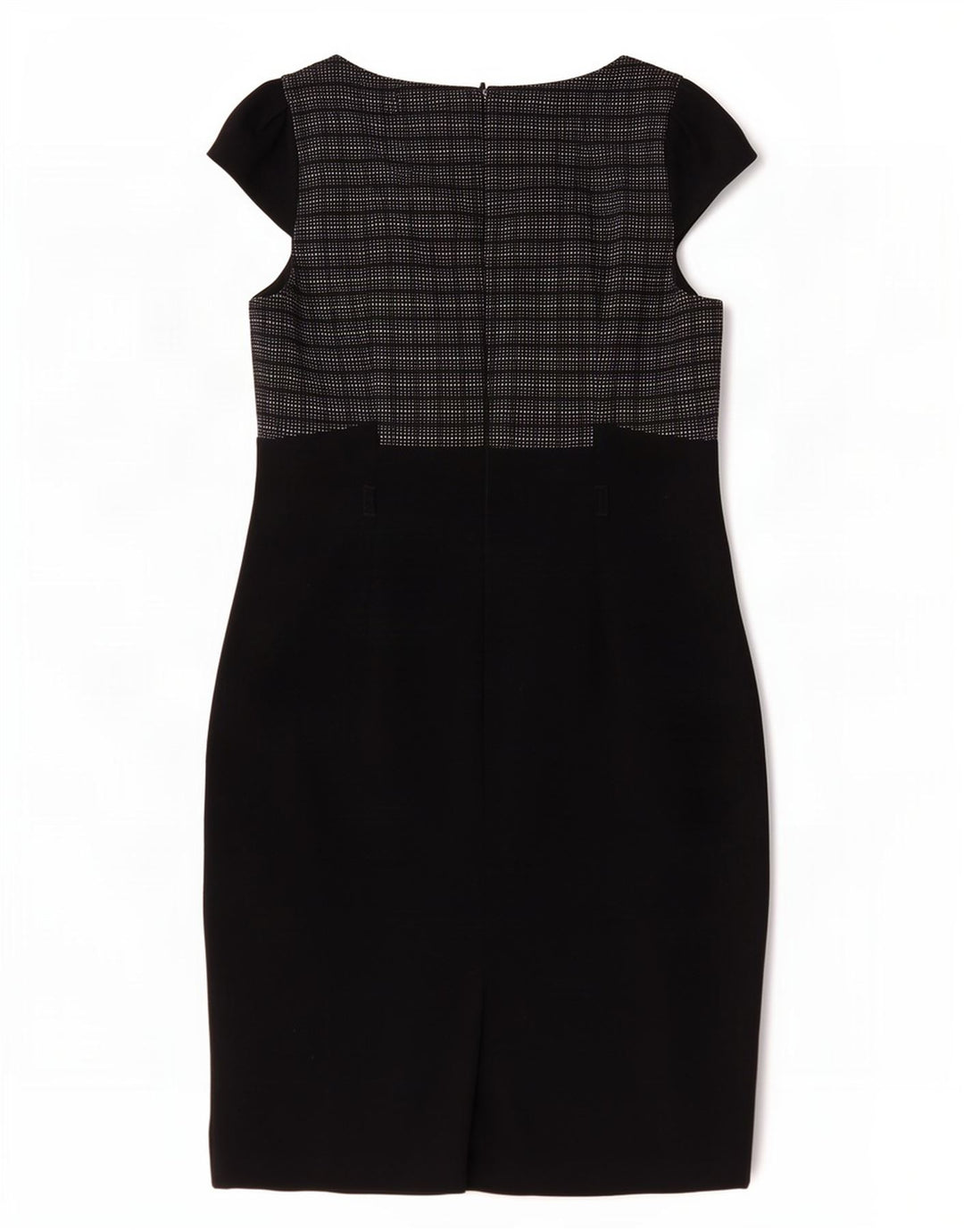 Vestido bainha feminino Marks & Spencer Reino Unido 14 poliéster xadrez preto médio