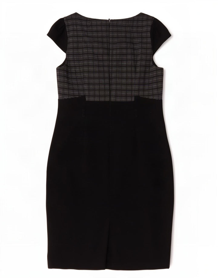 Vestido bainha feminino Marks & Spencer Reino Unido 14 poliéster xadrez preto médio